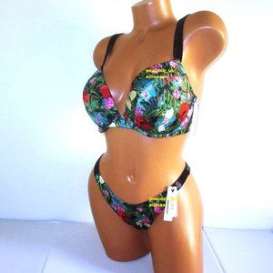 36DD /L Victoria Secret Swim Shine Strap Push-up Top Bikini Set Brazilian bottom